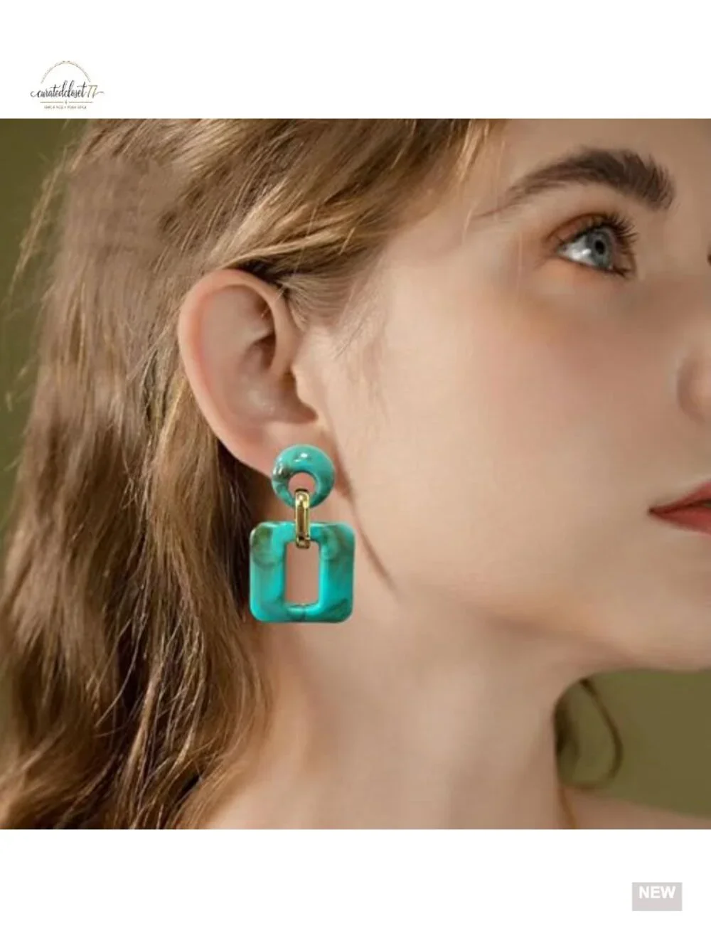 Tortoiseshell Acrylic Hollow Square Drop Earrings Geometric Retro Lightweight